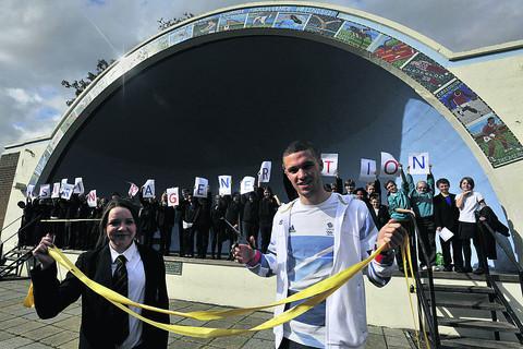 Sprinter Danny Talbot with Trowbridge’s Caitlin Thacker